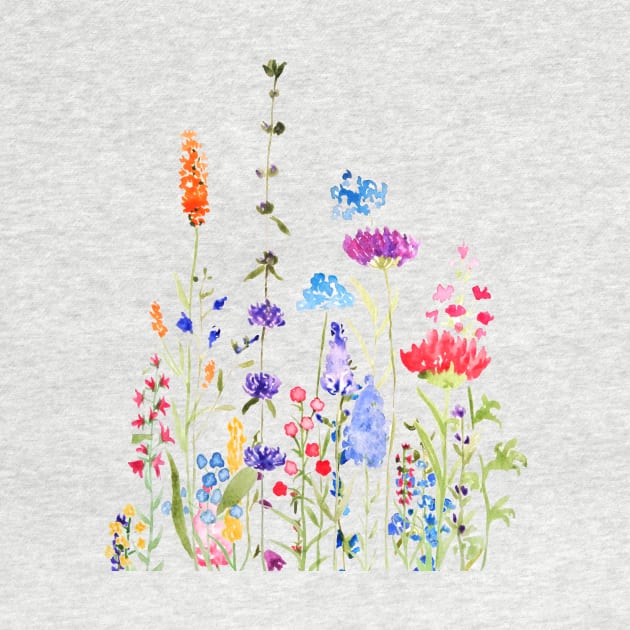 colorful wild flowers watercolor painting by colorandcolor